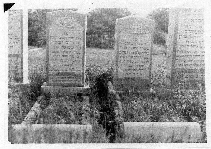Headstones of Chaim (left) and Blumele Schotten (right). 