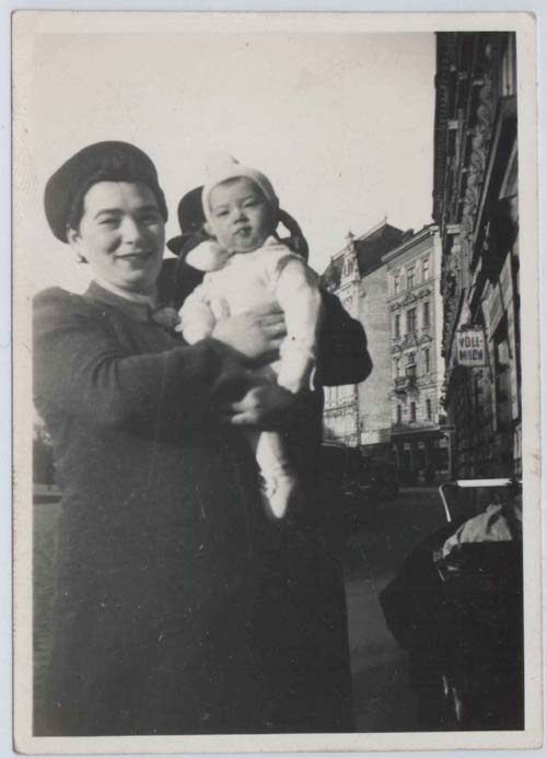 Esther Schotten Weiss, likely holding Tibi and if so the photograph was taken circa 1938.