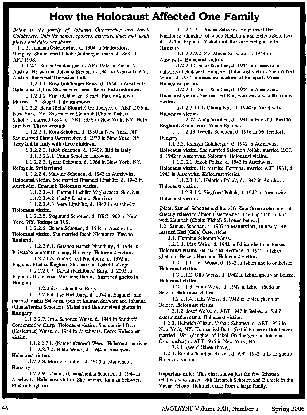 Goldberger family chart